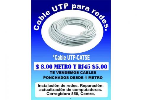 Cable UTP para redes de internet VCM categoría 5. Metro $8.00.