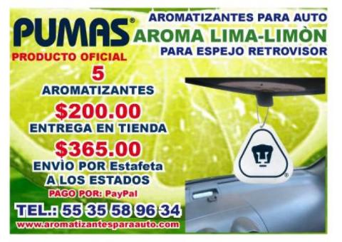 AROMATIZANTES PERSONALIZADOS PARA AUTO OFICIAL DE LOS PUMAS UNAM